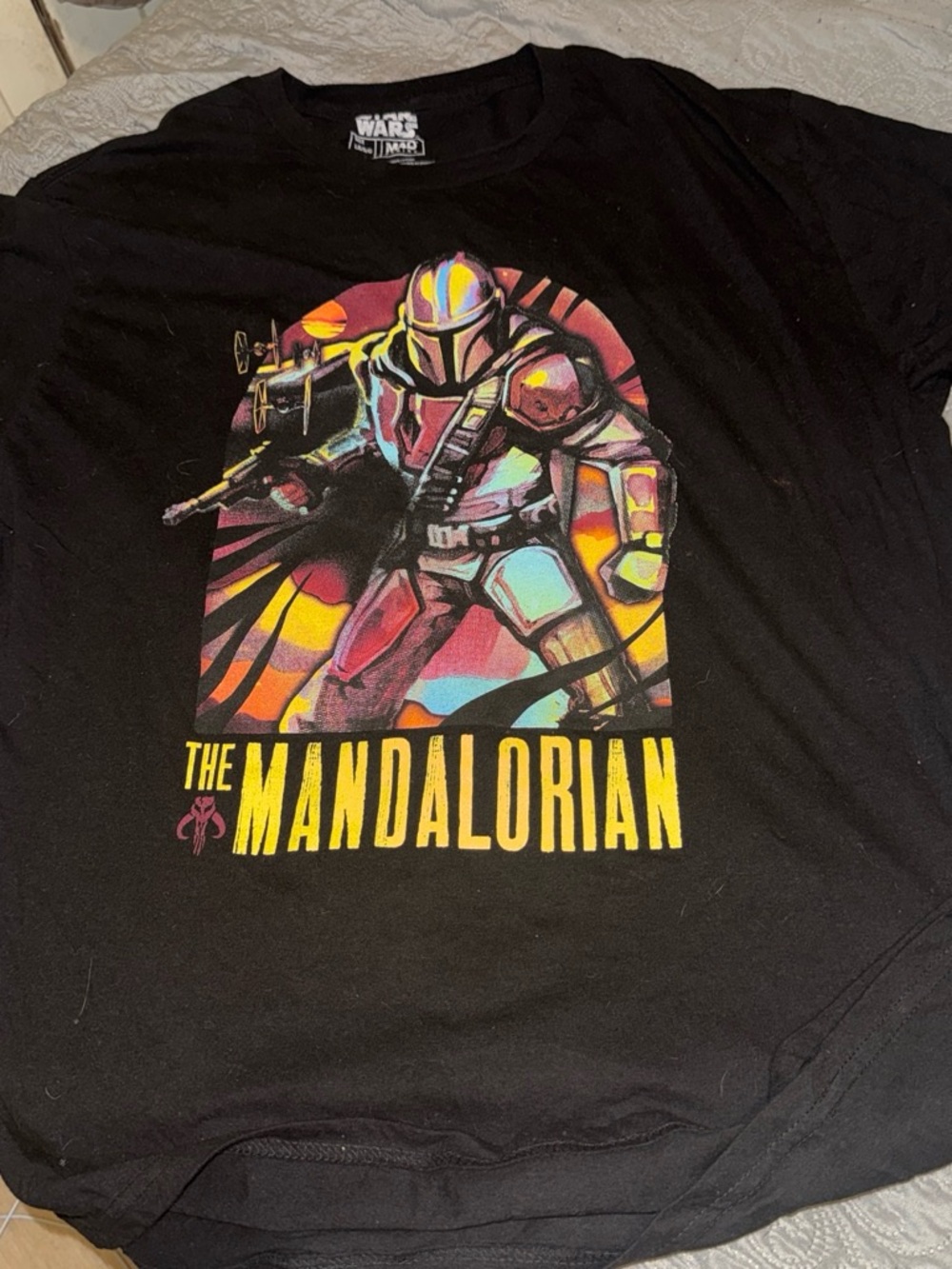 Star Wars Mandalorian Graphic Tee - Black with Multicolor Print